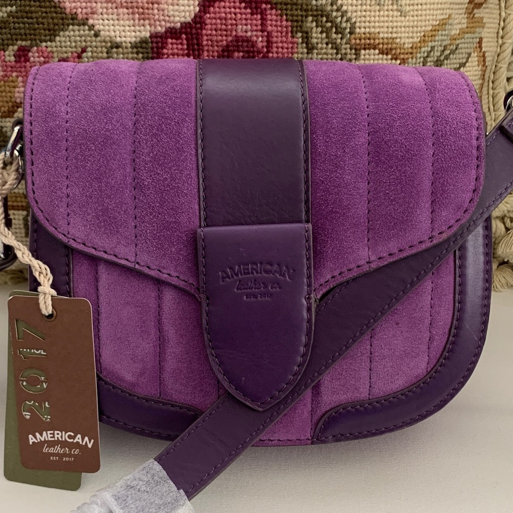 NWT Velvety Suede & Leather Crossbody Bag